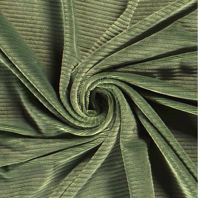 Tissu Velours Maille jersey Vert Amande grosses côtes 4,5 mm | Tissus Loup