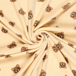 Tissu Fleece Polaire double face Nounours fond beige | Tissus Loup