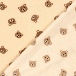 Tissu Fleece Polaire double face Nounours fond beige | Tissus Loup