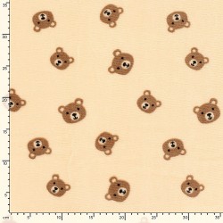 Tissu Fleece Polaire double face Nounours fond beige | Tissus Loup