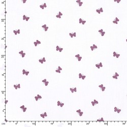 Tissu Double Gaze de Coton Gaze Papillon Violet | Tissus Loup