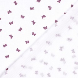 Tissu Double Gaze de Coton Gaze Papillon Violet | Tissus Loup