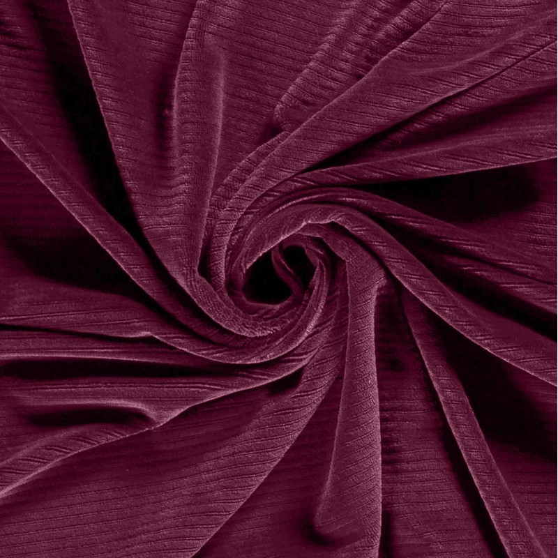 Tissu Velours Maille jersey Prune grosses côtes 4,5 mm | Tissus Loup