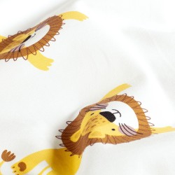 Tissu Jersey coton Petits Lions Fond Blanc Cassé | Tissus Loup