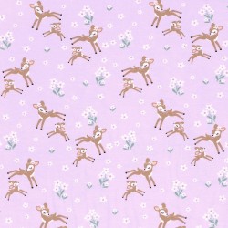 Tissu Jersey coton Petites Biches dans les Fleurs | Tissus Loup
