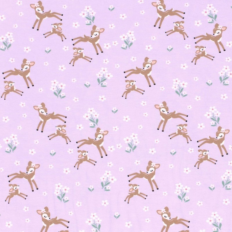 Tissu Jersey coton Petites Biches dans les Fleurs | Tissus Loup