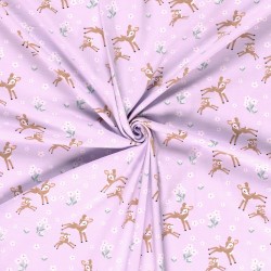 Tissu Jersey coton Petites Biches dans les Fleurs | Tissus Loup