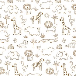 Tissu Jersey Animaux de la Savane | Tissus Loup