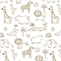Tissu Jersey Animaux de la Savane | Tissus Loup