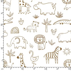 Tissu Jersey Animaux de la Savane | Tissus Loup