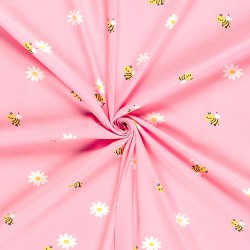 Tissu Jersey Petites Abeilles et Marguerites | Tissus Loup