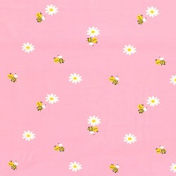 Tissu Jersey Petites Abeilles et Marguerites