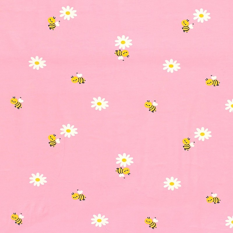Tissu Jersey Petites Abeilles et Marguerites | Tissus Loup