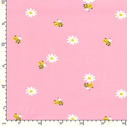 Tissu Jersey Petites Abeilles et Marguerites | Tissus Loup
