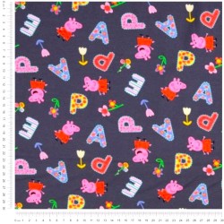 Tissu Jersey coton Peppa Pig Fond Gris Foncé | Tissus Loup