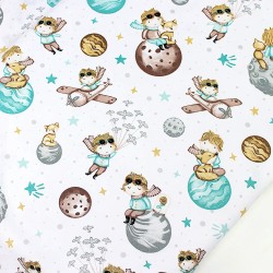 Tissu Coton Petit Prince Fond Blanc | Tissus Loup