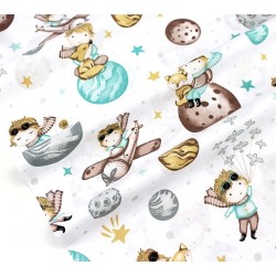 Tissu Coton Petit Prince Fond Blanc | Tissus Loup