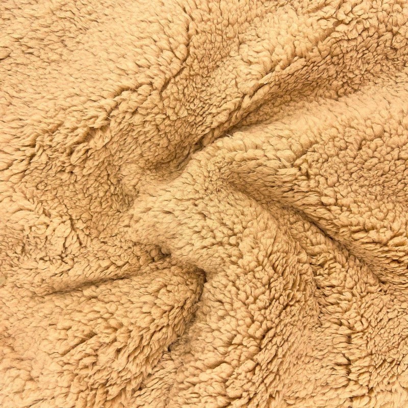 Tissu Fourrure Sherpa Teddy Couleur Camel | Tissus Loup