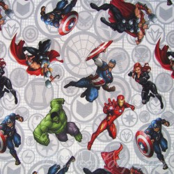 Tissu Marvel Avengers Super-héros en action | Tissus Loup