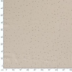 Tissu Double Gaze de Coton pois doré fond Gris-Beige | Tissus Loup