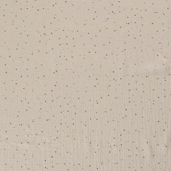 Tissu Double Gaze de Coton pois doré fond Gris-Beige | Tissus Loup