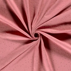 Tissu Double Gaze Rose Antique à pois dorés | Tissus Loup