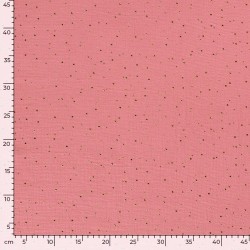 Tissu Double Gaze Rose Antique à pois dorés | Tissus Loup