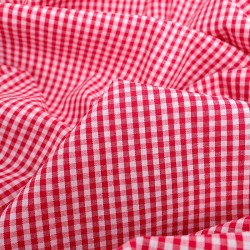 Tissu Coton Vichy Rouge et Blanc Petits Petits Carreaux | Tissus Loup
