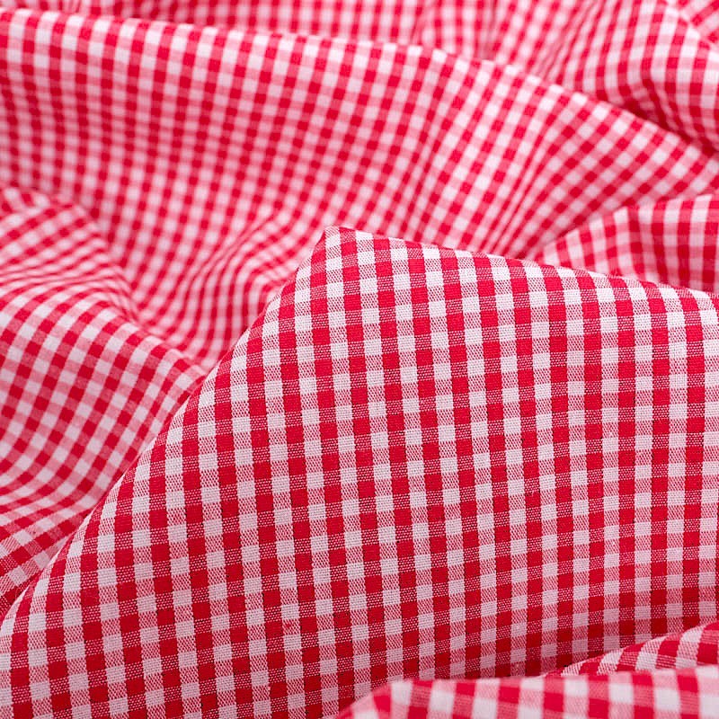 Tissu Coton Vichy Rouge et Blanc Petits Petits Carreaux | Tissus Loup