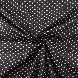 Tissu Coton Pois Blancs 5 mm Fond Noir | Tissus Loup