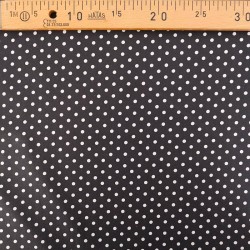 Tissu Coton Pois Blancs 5 mm Fond Noir | Tissus Loup