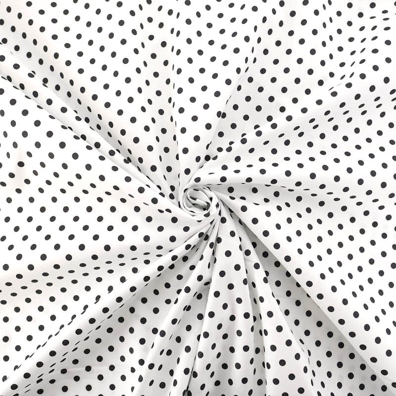 Tissu Coton Pois Noirs 5 mm Fond Blanc | Tissus Loup