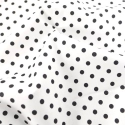 Tissu Coton Pois Noirs 5 mm Fond Blanc | Tissus Loup