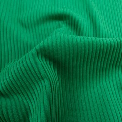 Tissu Velours Côtelé Vert Basilic Grosses Côtes 5 mm | Tissus Loup