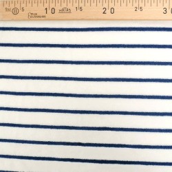 Tissu Jersey Mini Éponge Rayures Bleu Marine Fond Blanc Cassé | Tissus Loup