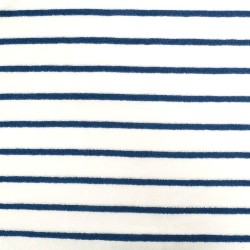 Tissu Jersey Mini Éponge Rayures Bleu Marine Fond Blanc Cassé | Tissus Loup