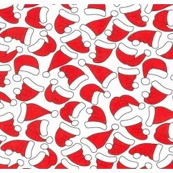 Tissu Coton Bonnets de Père Noël | Tissus Loup
