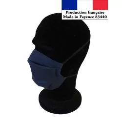Masque protection Bleu Marine à plis réutilisable AFNOR | Tissus Loup