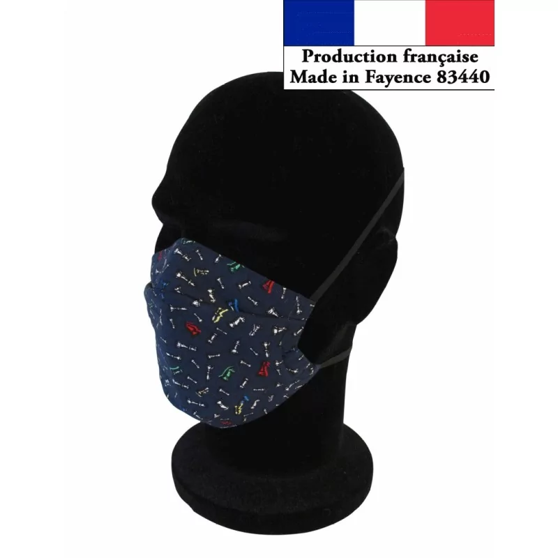 Masque protection Jeu d'Échecs à plis réutilisable AFNOR | Tissus Loup