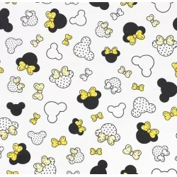 Tissu Minnie-Mickey-Mouse Petite Tête Nœud Papillon Jaune | Tissus Loup