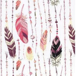Tissu Coton Plumes et Perles Rose et Violet | Tissus Loup
