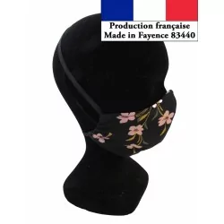 Masque protection Fleurs design à la mode réutilisable AFNOR | Tissus Loup