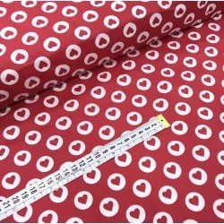 Tissu Coton Cœur Rouge-Rond Blanc | Tissus Loup