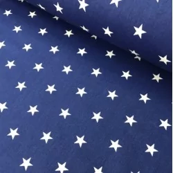 Tissu Coton Étoiles Blanches Fond Bleu Marine | Tissus Loup