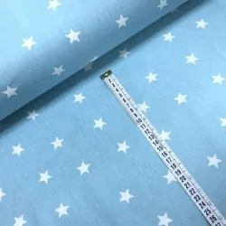 Tissu Coton Étoiles Blanches Fond Bleu Ciel | Tissus Loup