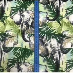 Tissu Coton Éléphant dans la Jungle | Tissus Loup