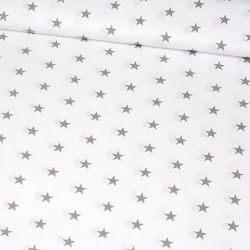 Tissu Coton Étoiles Grises Fond Blanc | Tissus Loup