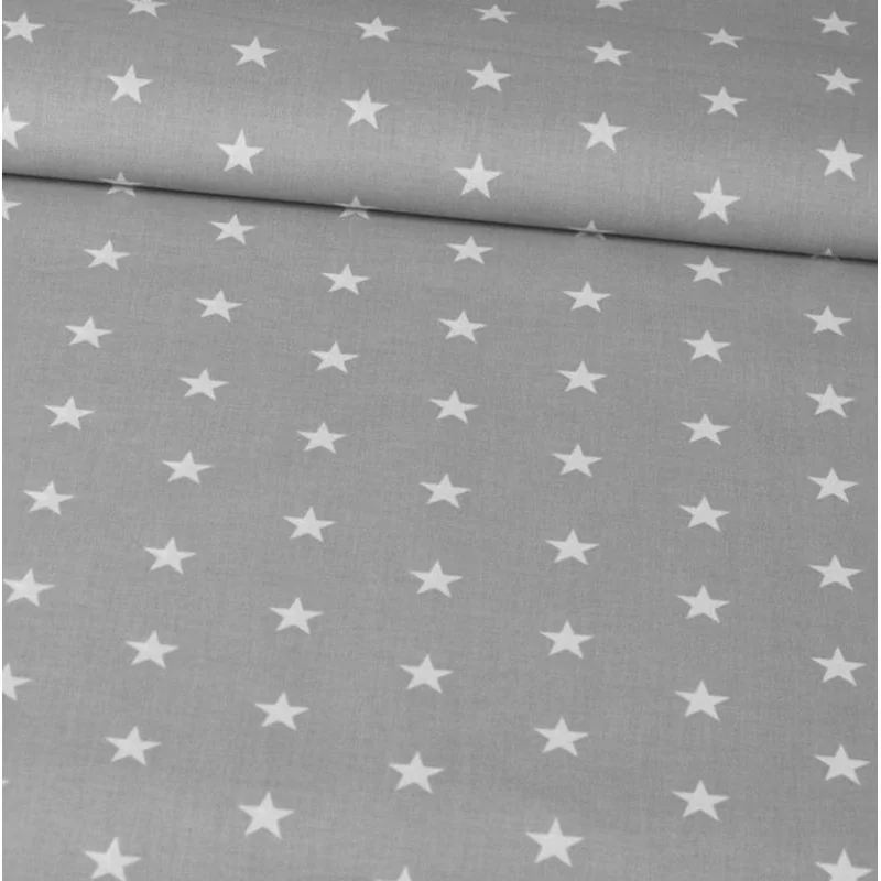 Tissu Coton Étoiles Blanches Fond Gris | Tissus Loup