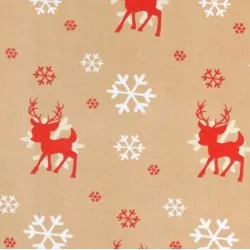 Tissu Coton Renne de Noël et Flocon de Neige | Tissus Loup