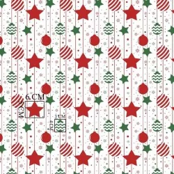 Tissu Coton Boules de Noël et Étoiles | Tissus Loup